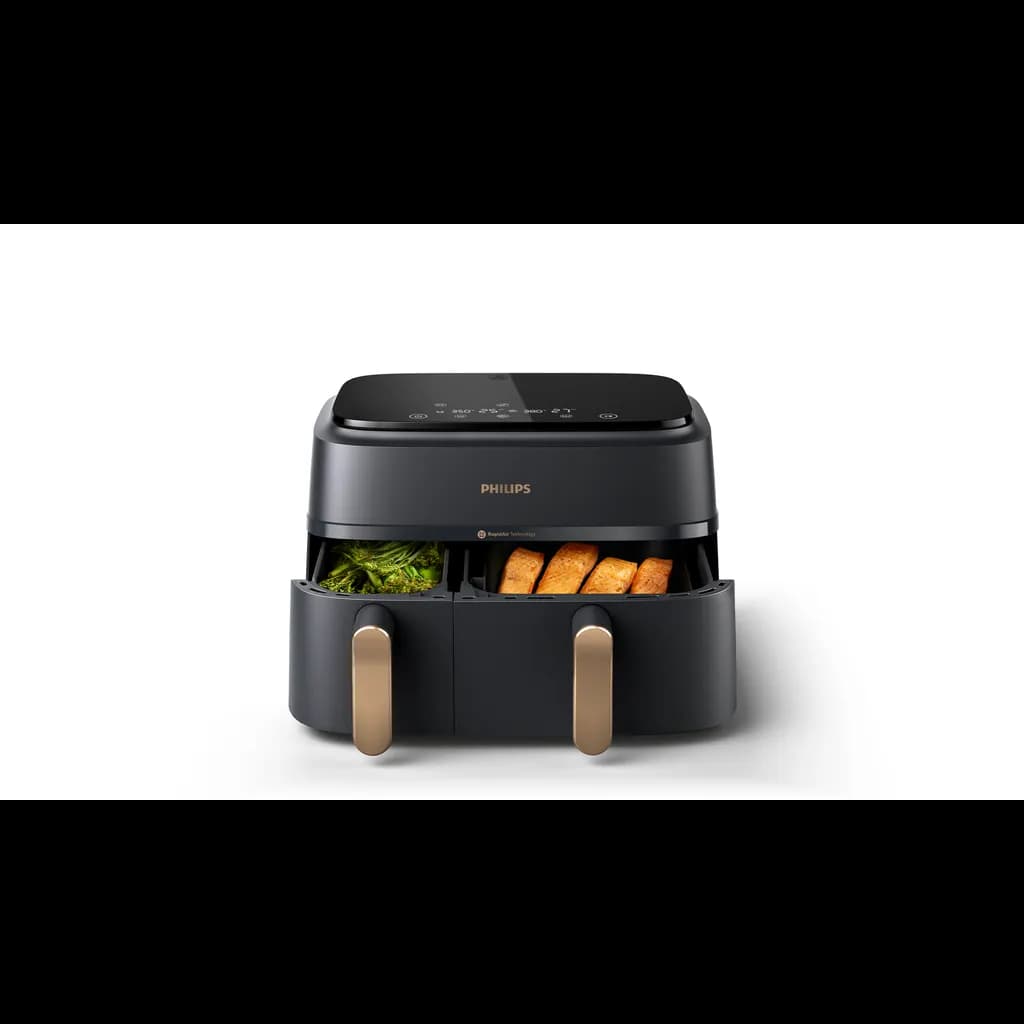 Philips Ovi Dual Basket — frytkownica z dwoma szufladami w kolorystyce ciemnoszarej z miedzianymi akcentami — 4 z 5