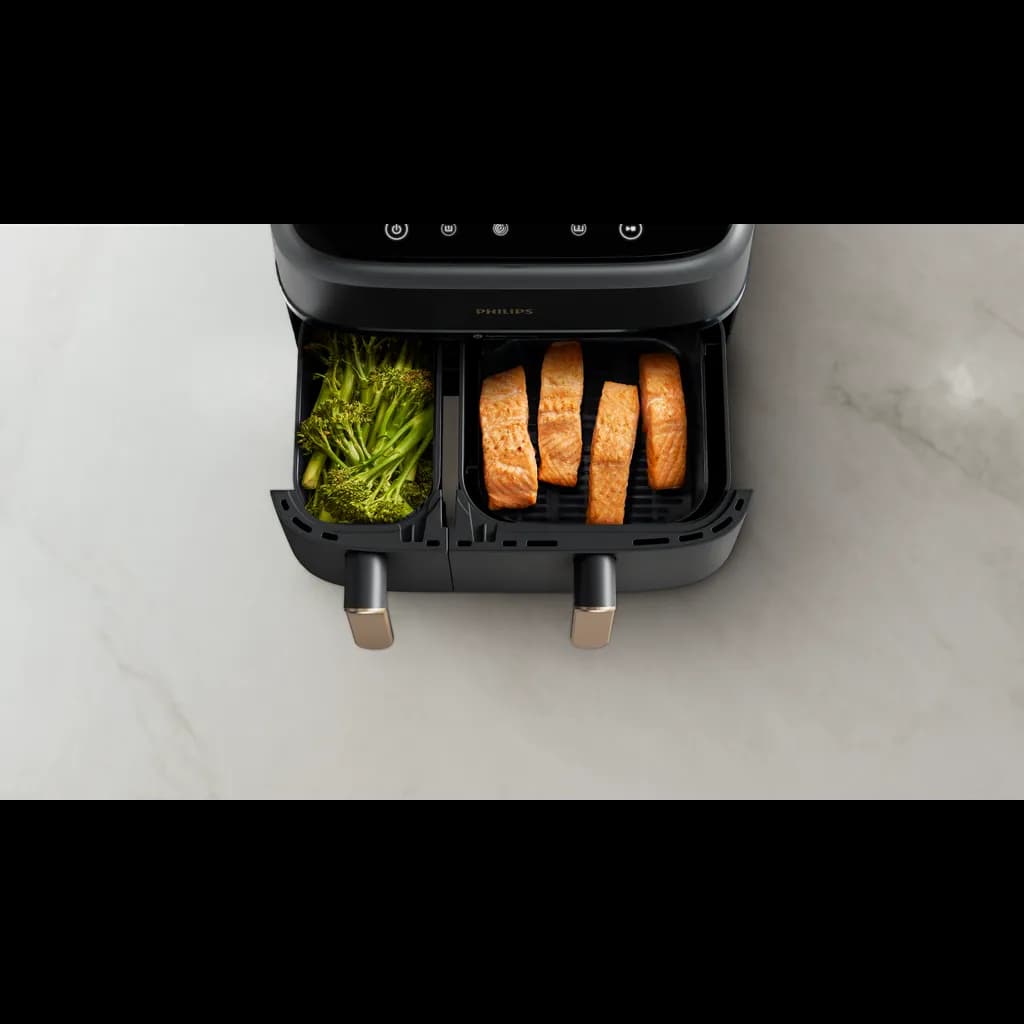 Philips Ovi Dual Basket — frytkownica z dwoma szufladami w kolorystyce ciemnoszarej z miedzianymi akcentami — 3 z 5
