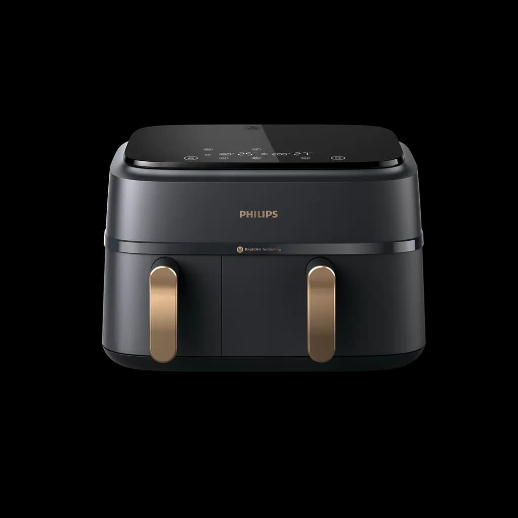 Philips Ovi Dual Basket — frytkownica z dwoma szufladami w kolorystyce ciemnoszarej z miedzianymi akcentami — 1 z 5